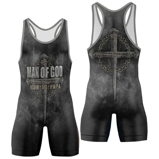 Father Man Of God Wrestling Singlets - BattleFitGear