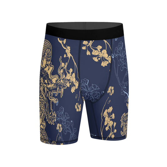 Flower Chinese Dragon Compression Shorts