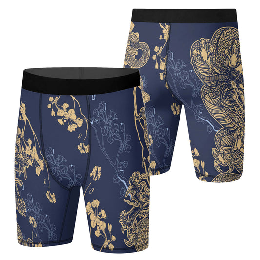 Flower Chinese Dragon Compression Shorts