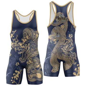 Flower Chinese Dragon Wrestling Singlets - BattleFitGear