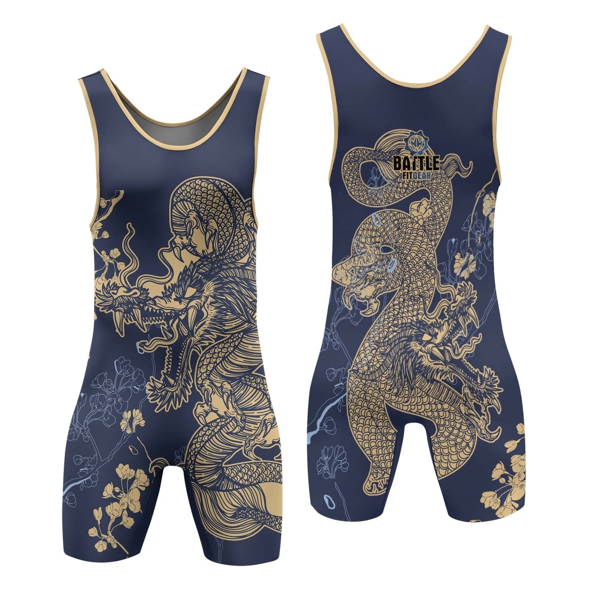 Flower Chinese Dragon Wrestling Singlets - BattleFitGear