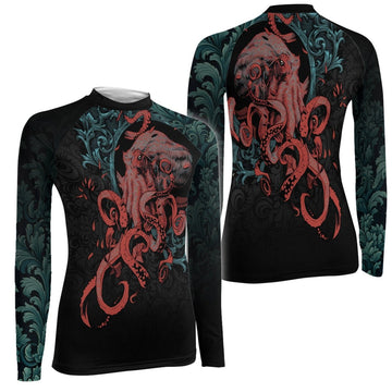 Flower Octopus Women's Long Sleeve Rash Guard - BattleFitGear