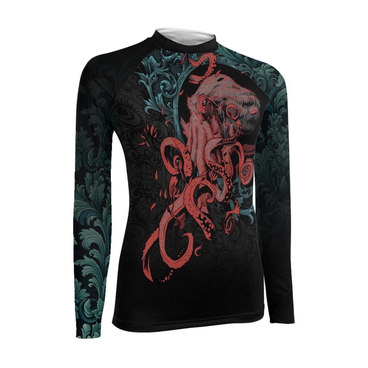 Flower Octopus Women's Long Sleeve Rash Guard - BattleFitGear