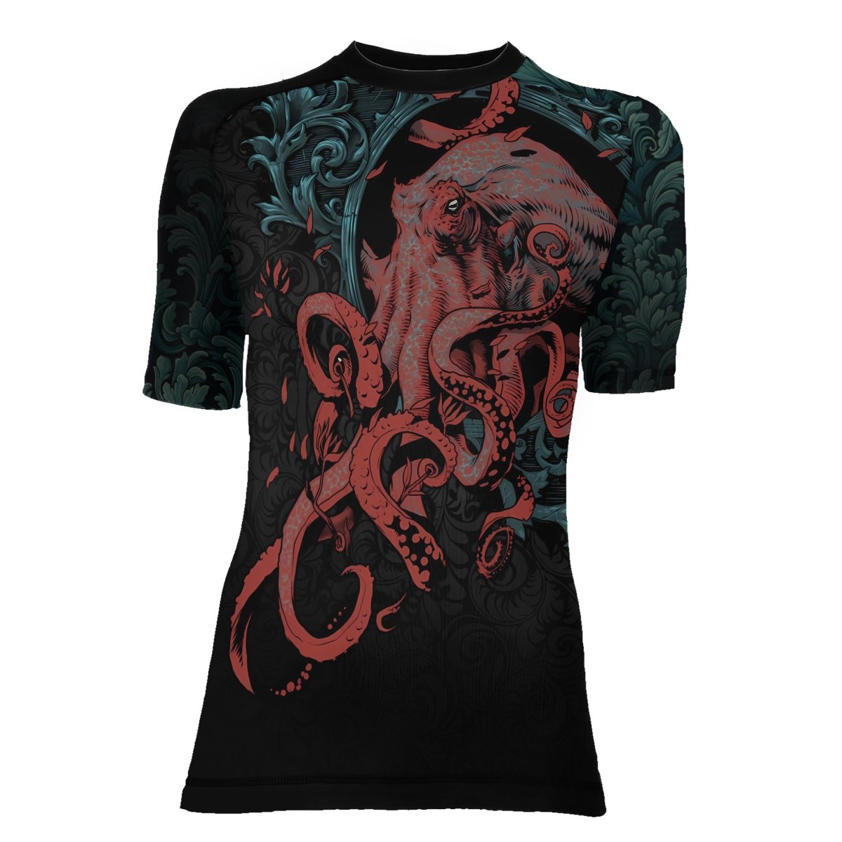 Flower Octopus Women's Short Sleeve Rash Guard - BattleFitGear
