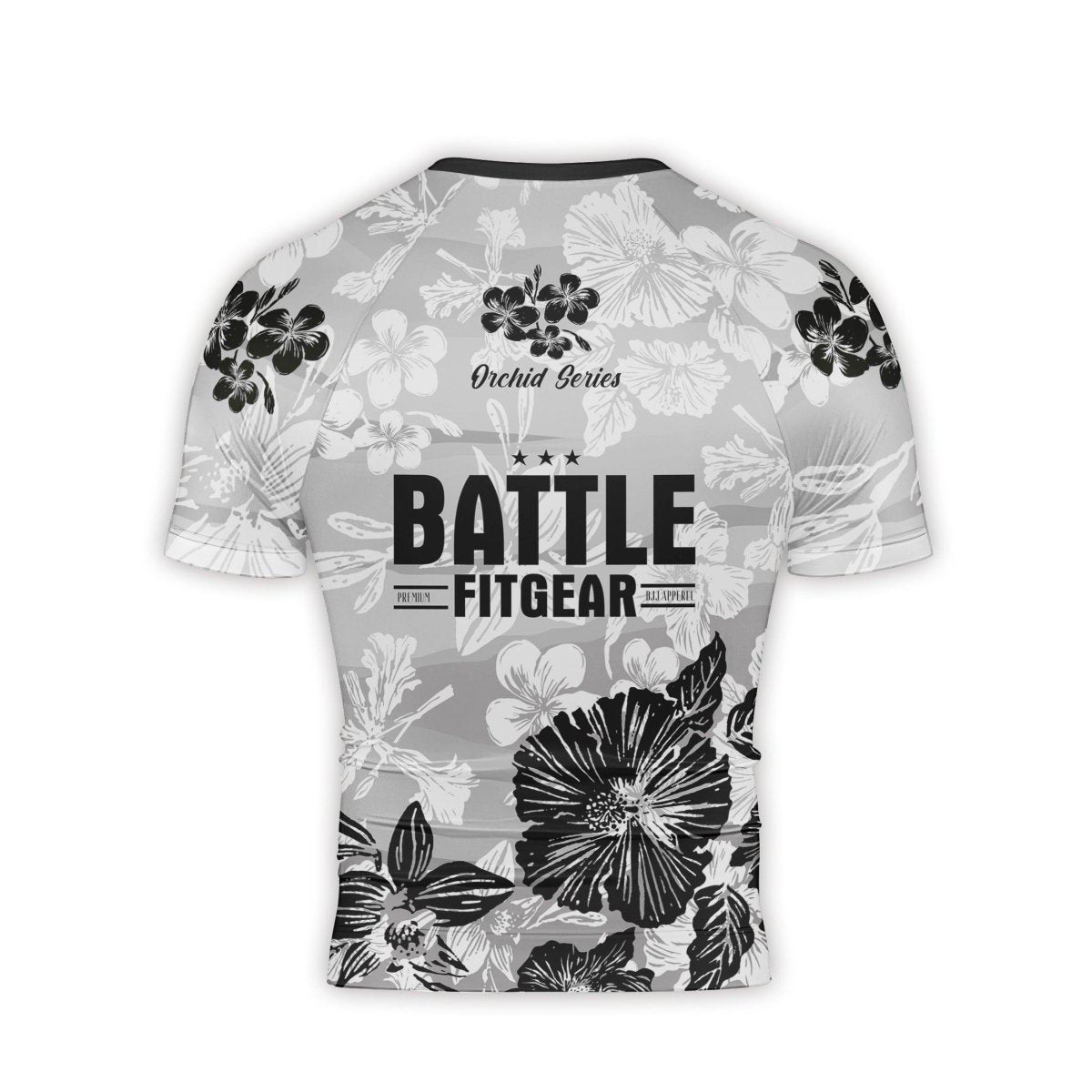 Orchid Series White Heart Pattern Men's Short Sleeve Rash Guard - BattleFitGear