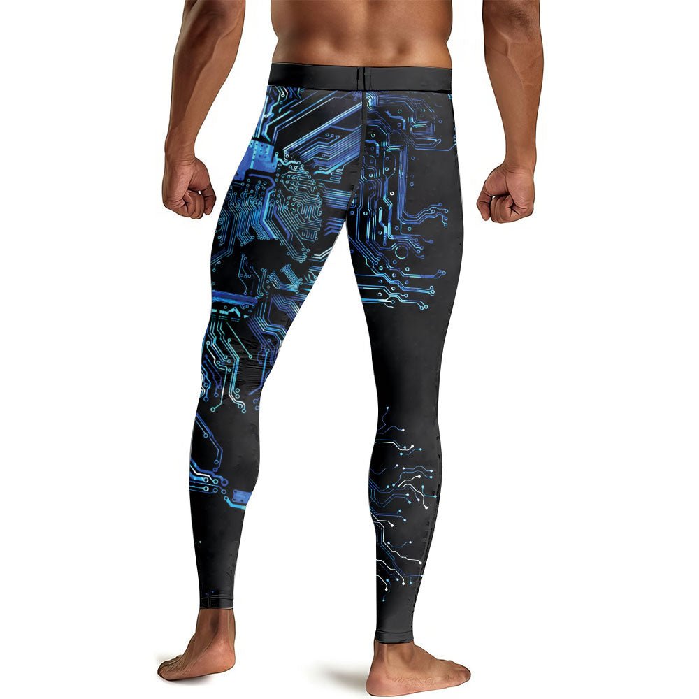Glowing Circuit Men's Compression Leggings - BattleFitGear