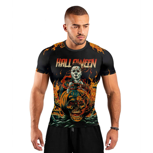 Halloween Michael Myers Men's Short Sleeve Rash Guard - BattleFitGear