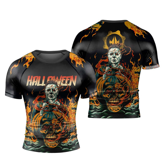 Halloween Michael Myers Men's Short Sleeve Rash Guard - BattleFitGear