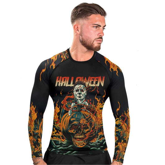 Halloween Michael Myers Return Men's Long Sleeve Rash Guard - BattleFitGear