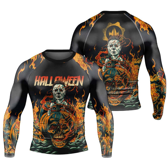 Halloween Michael Myers Return Men's Long Sleeve Rash Guard - BattleFitGear