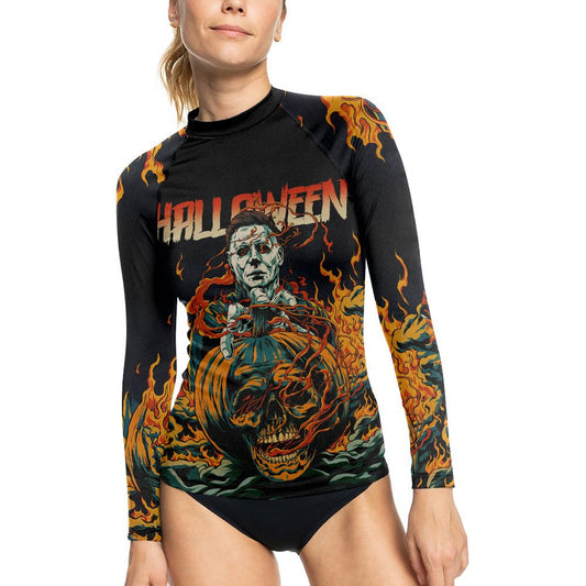 Halloween Michael Myers Women's Long Sleeve Rash Guard - BattleFitGear