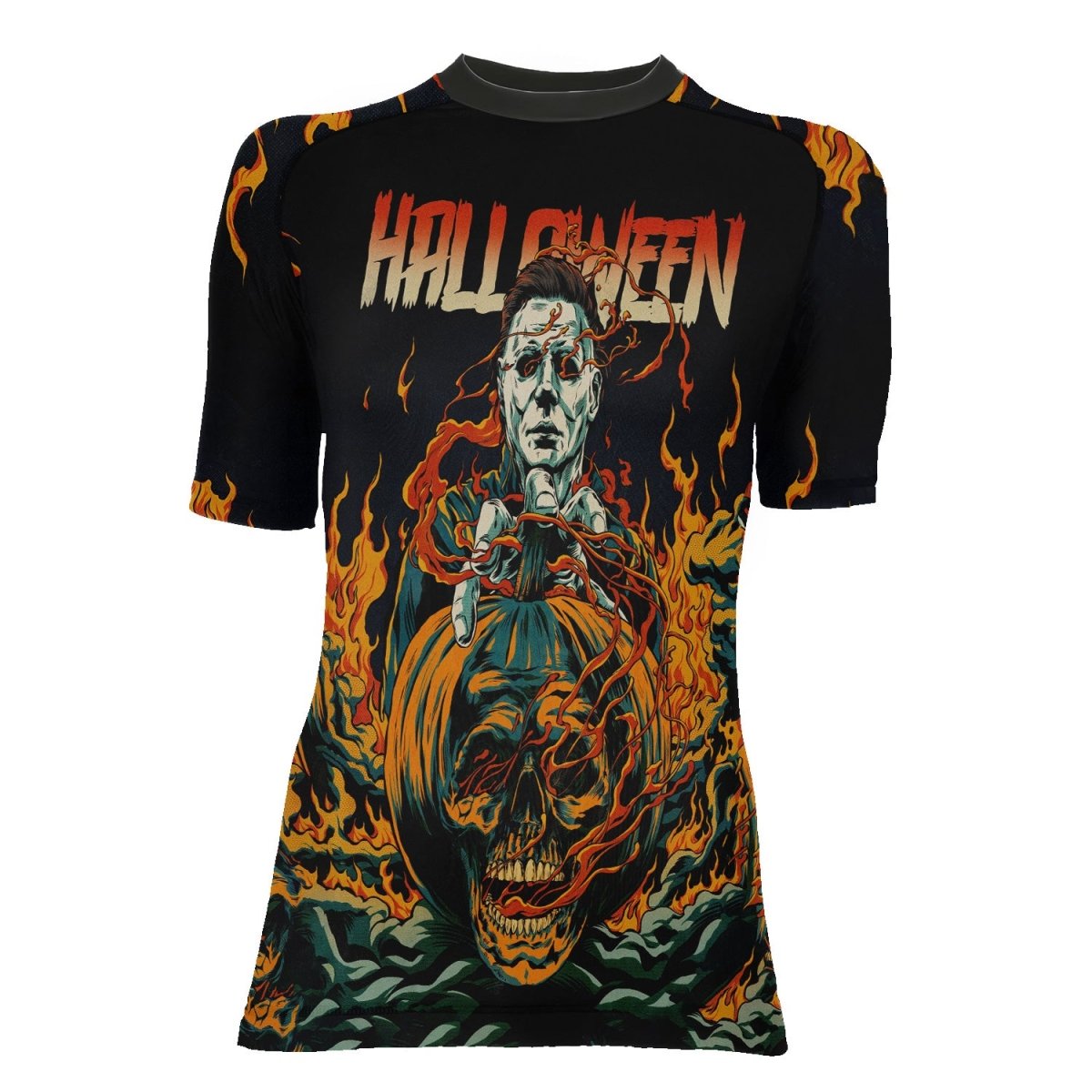 Halloween Michael Myers Women's Short Sleeve Rash Guard - BattleFitGear