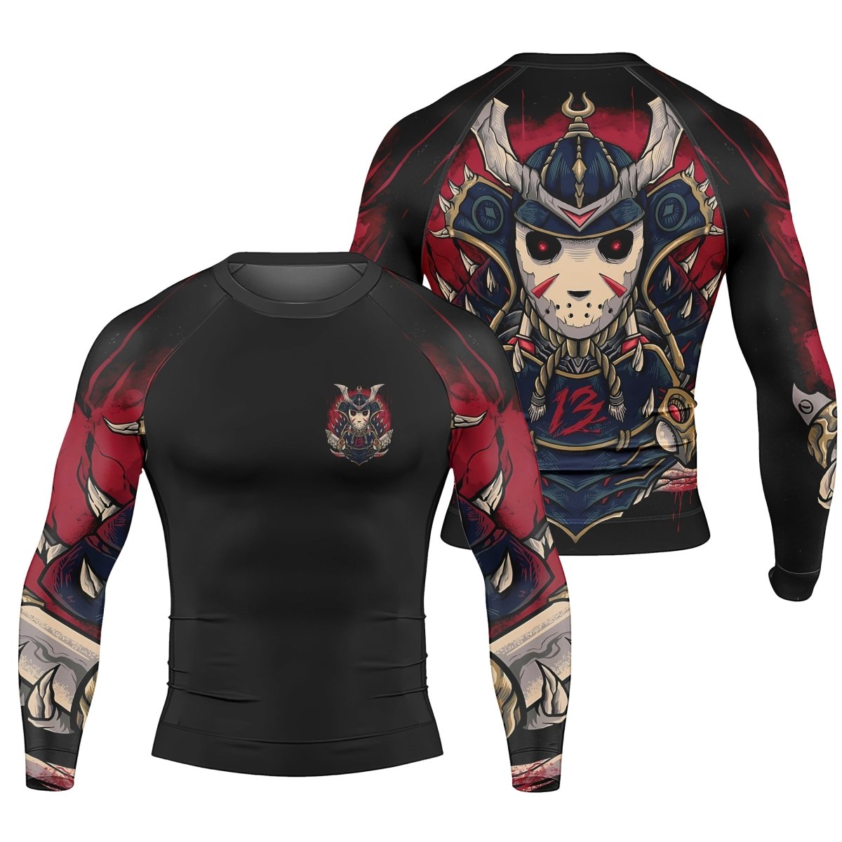 Jason Voorhees Samurai Men's Long Sleeve Rash Guard - BattleFitGear