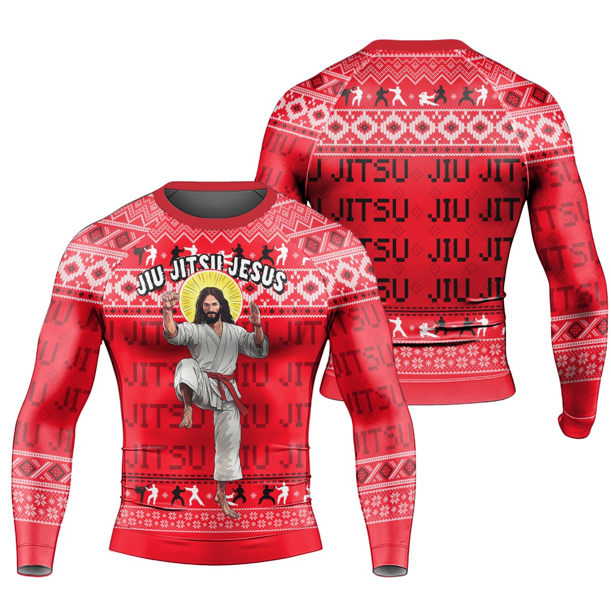Jesus Jiu Jitsu Men's Long Sleeve Rash Guard - BattleFitGear