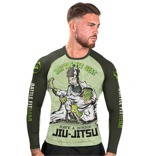Jiu Jitsu Frankenstein Men's Long Sleeve Rash Guard - BattleFitGear