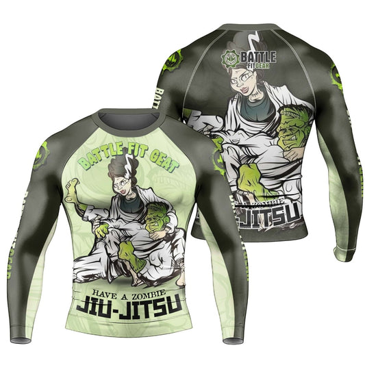 Jiu Jitsu Frankenstein Men's Long Sleeve Rash Guard - BattleFitGear