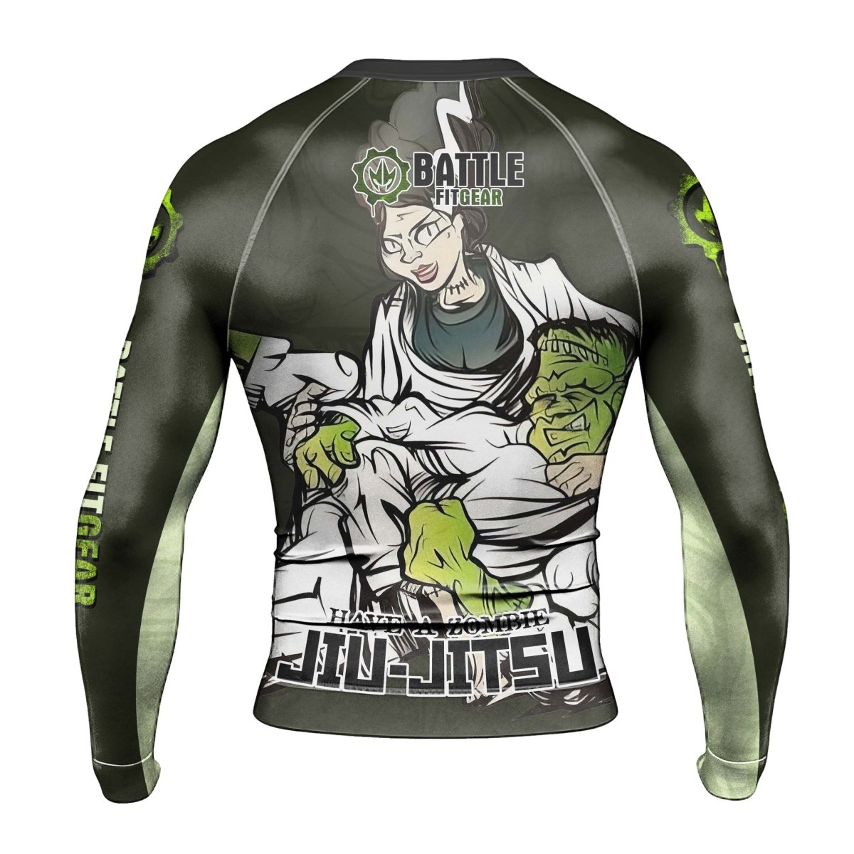 Jiu Jitsu Frankenstein Men's Long Sleeve Rash Guard - BattleFitGear