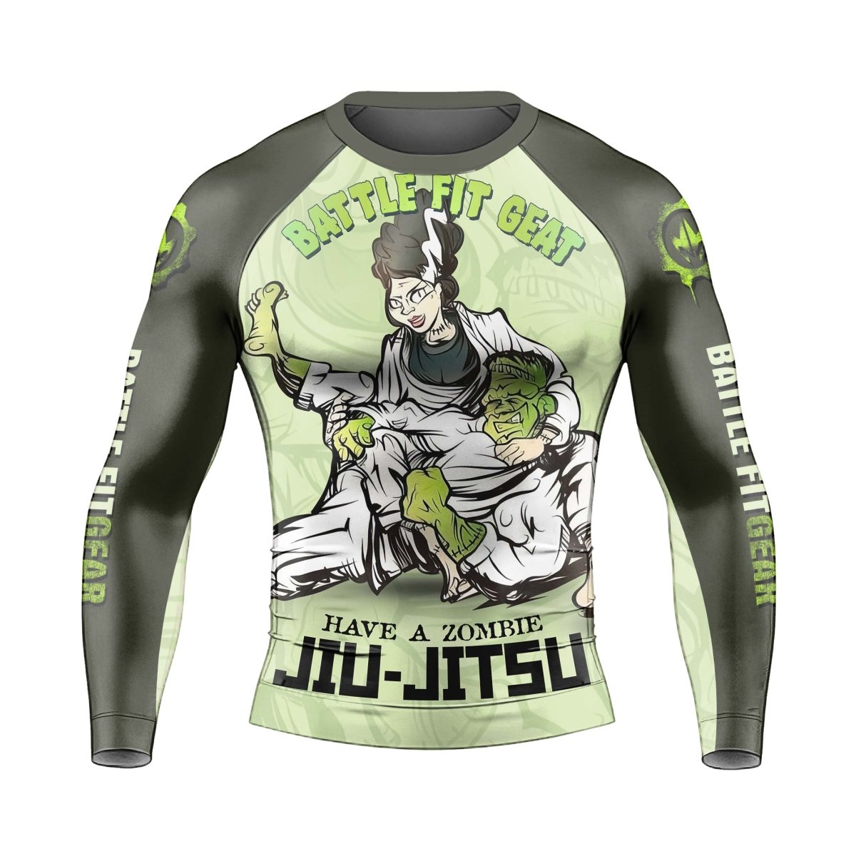 Jiu Jitsu Frankenstein Men's Long Sleeve Rash Guard - BattleFitGear