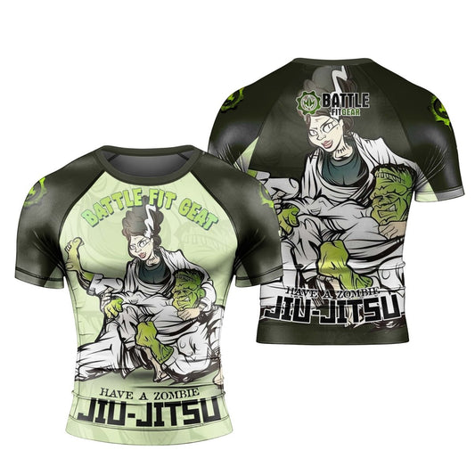 Jiu Jitsu Frankenstein Men's Short Sleeve Rash Guard - BattleFitGear
