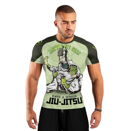 Jiu Jitsu Frankenstein Men's Short Sleeve Rash Guard - BattleFitGear