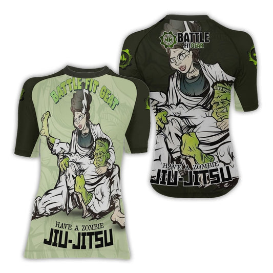 Jiu Jitsu Frankenstein Women's Short Sleeve Rash Guard - BattleFitGear