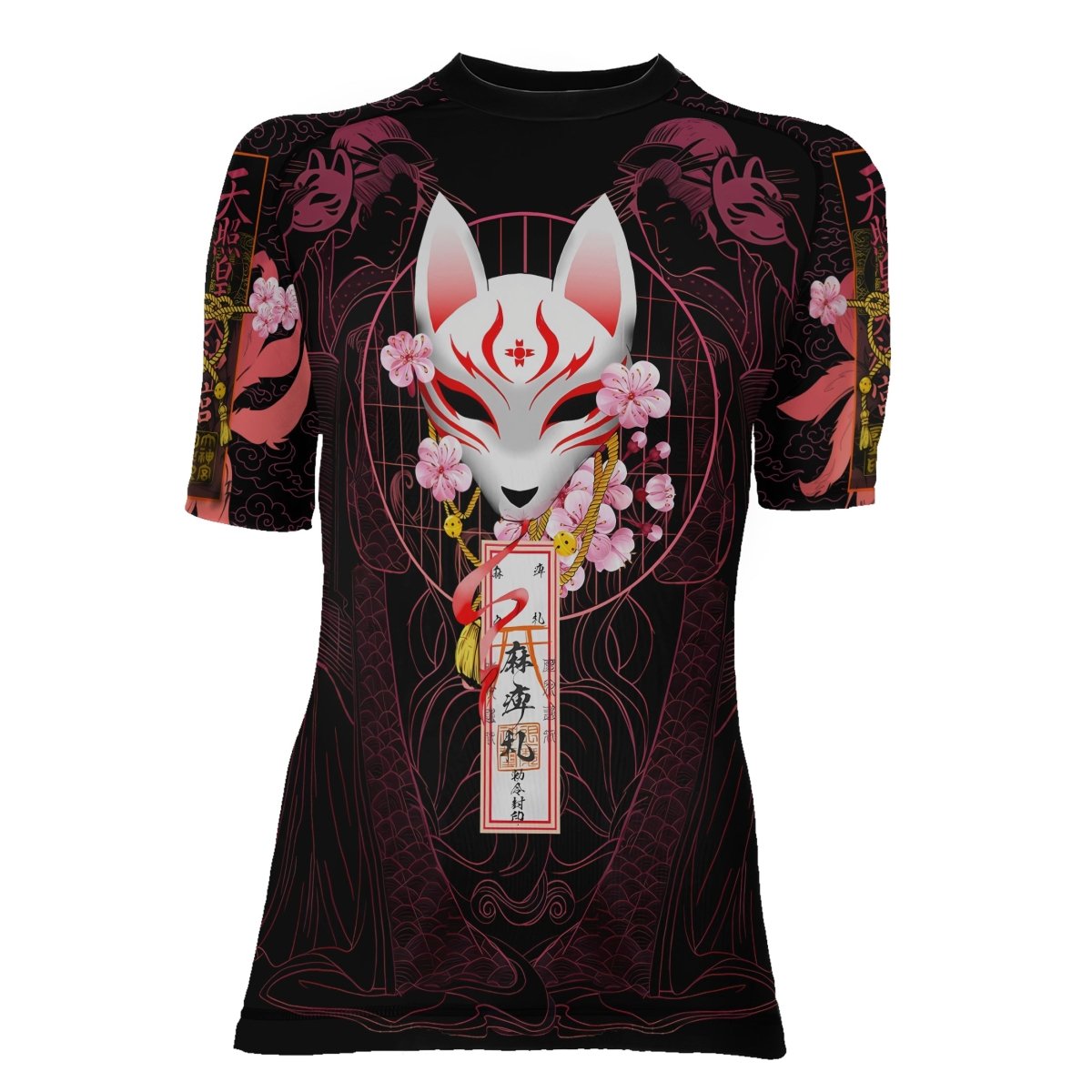Kitsune Mask Women's Short Sleeve Rash Guard - BattleFitGear