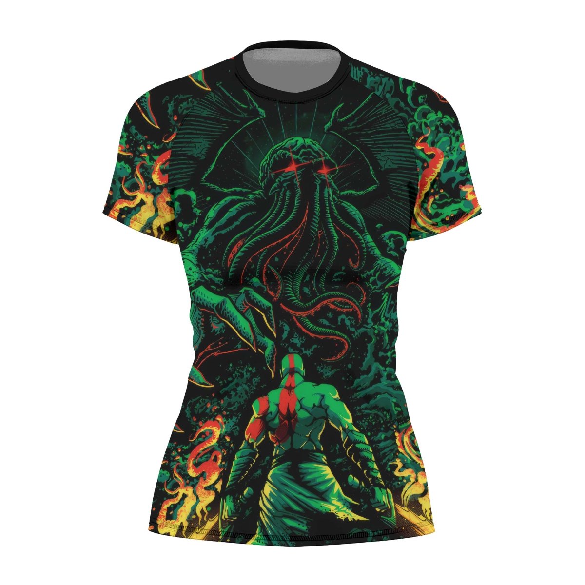 Kratos Versus Cthulhu Women's Short Sleeve Rash Guard - BattleFitGear
