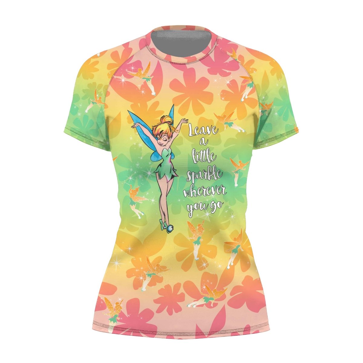 Lovely Tinker Bell Women's Short Sleeve Rash Guard - BattleFitGear