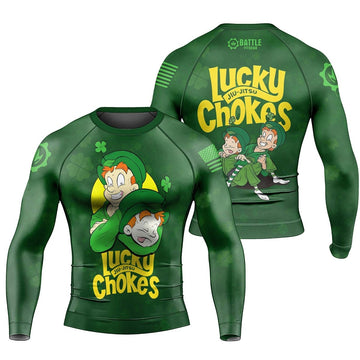 Lucky Jiu - Jitsu Choke Men's Long Sleeve Rash Guard - BattleFitGear