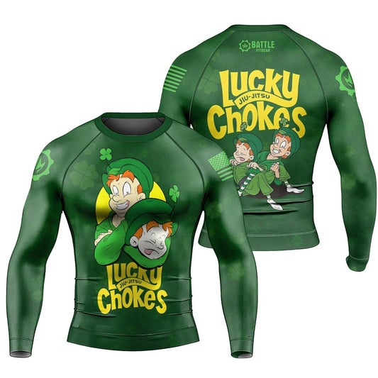 Lucky Jiu - Jitsu Choke Men's Long Sleeve Rash Guard - BattleFitGear