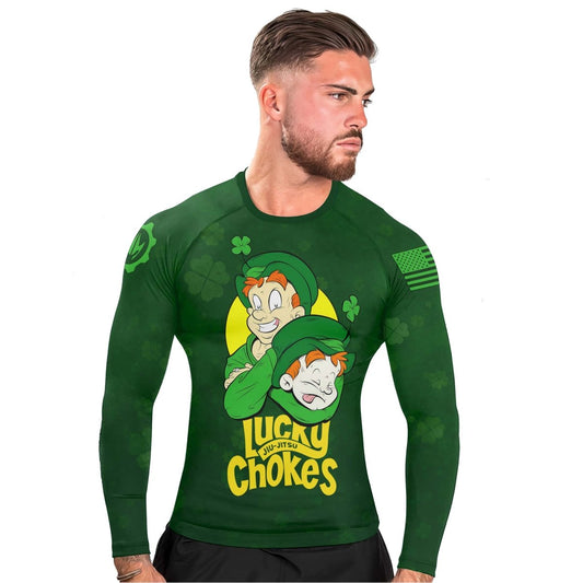 Lucky Jiu - Jitsu Choke Men's Long Sleeve Rash Guard - BattleFitGear