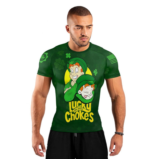 Lucky Jiu - Jitsu Choke Men's Short Sleeve Rash Guard - BattleFitGear