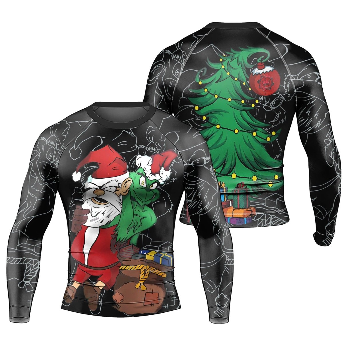 Grinch Christmas Man Long Sleeve Rash Guard - BattleFitGear
