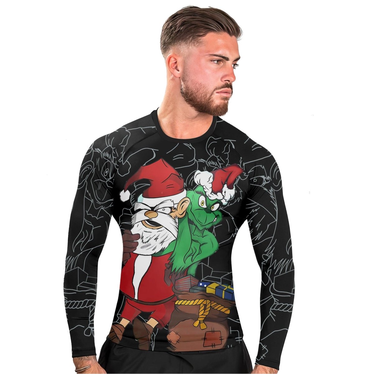 Grinch Christmas Man Long Sleeve Rash Guard - BattleFitGear