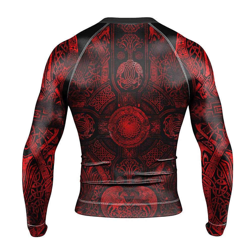 Viking Suncatcher Red Men's Long Sleeve Rash GuardBattlefitgear Viking Suncatcher Red Men's Long Sleeve Rash Guard