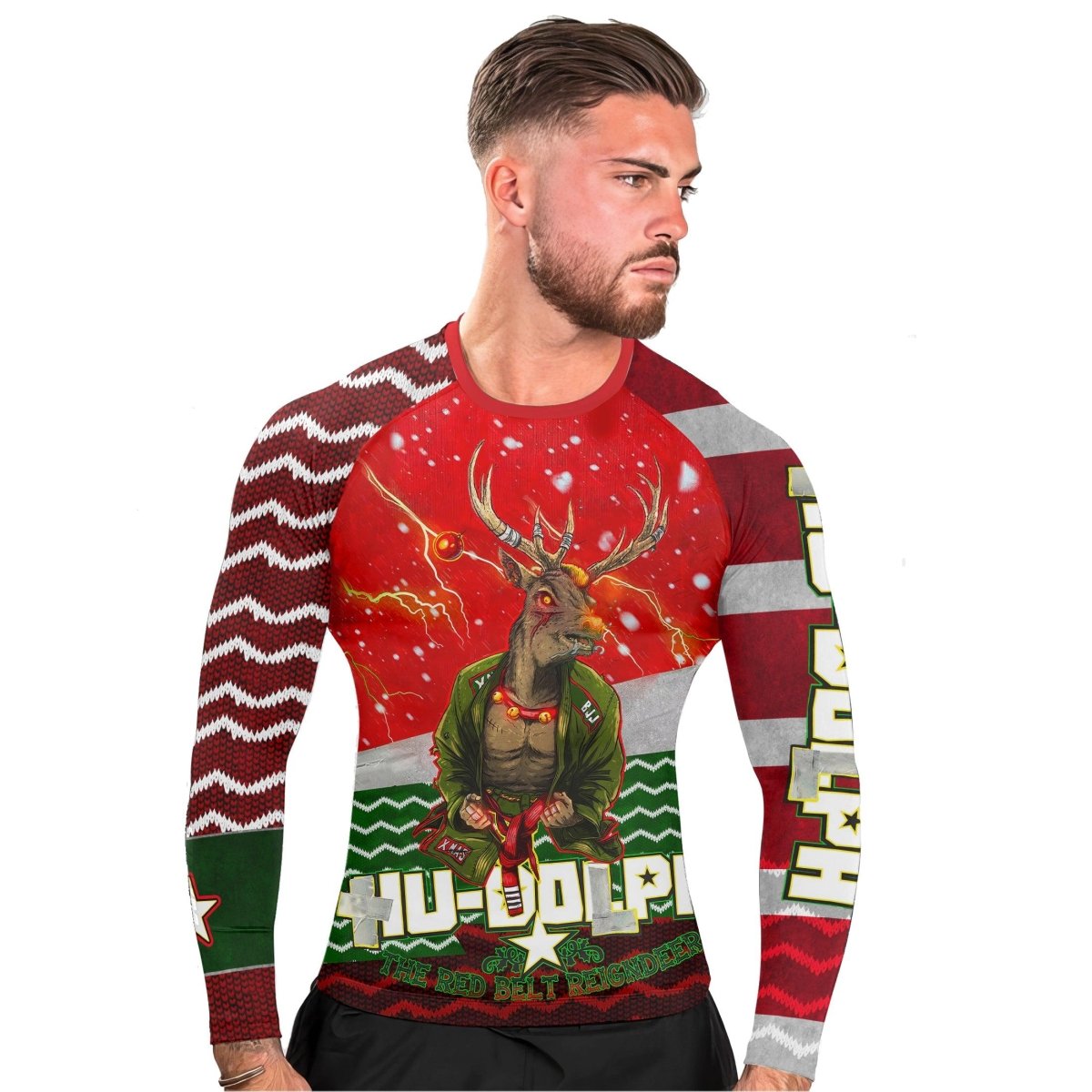Hu - Dolph Christmas Long Sleeve Rash Guard - BattleFitGear