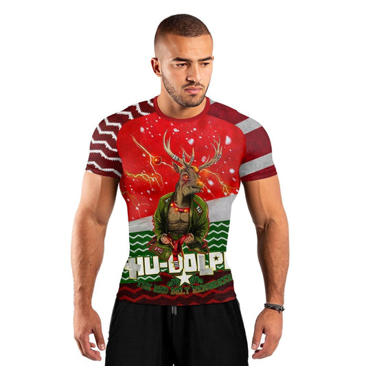 Hu - Dolph Christmas Short Sleeve Rash Guard - BattleFitGear