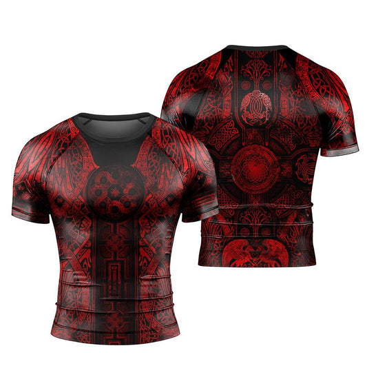 Battlefitgear Viking Suncatcher Red Men's Short Sleeve Rash Guard