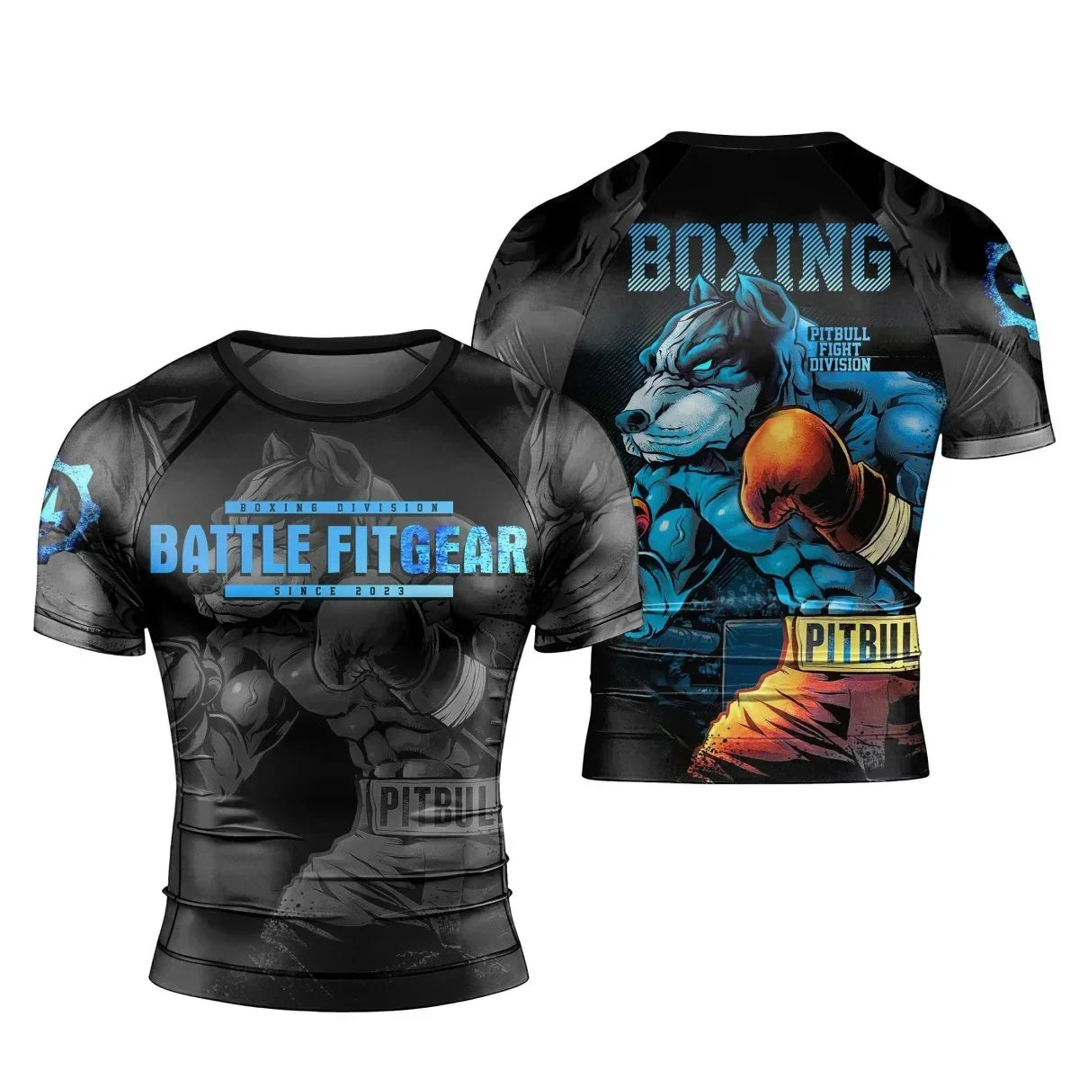 pitbull mma gear Pitbull Boxing Men Short Sleeve Rash Guard