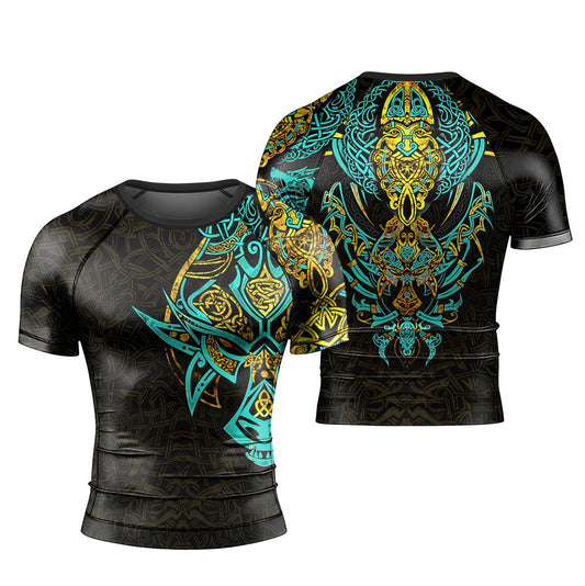 Battlefitgear Fenrir Norse Wolf Men's Short Sleeve Rash Guard