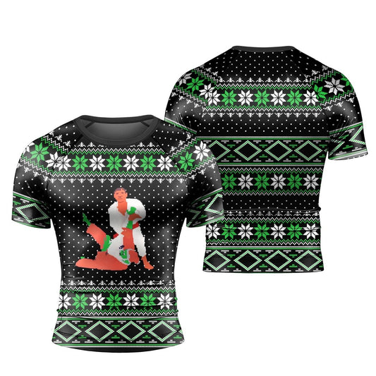 Santa Christmas Short Sleeve Rash Guard - BattleFitGear