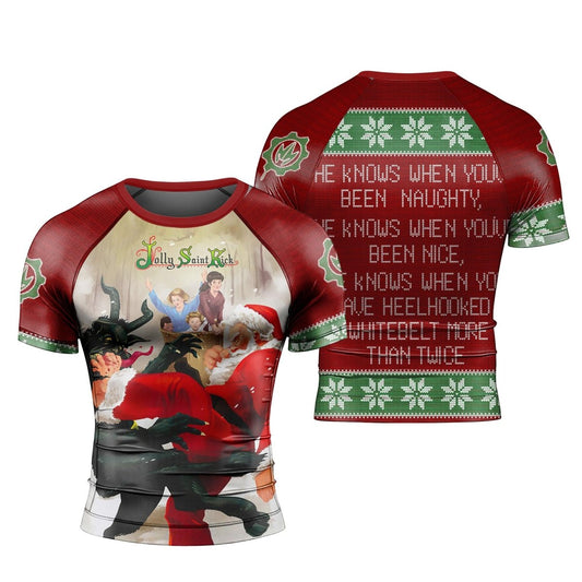 Santa & Satan Christmas Short Sleeve Rash Guard - BattleFitGear