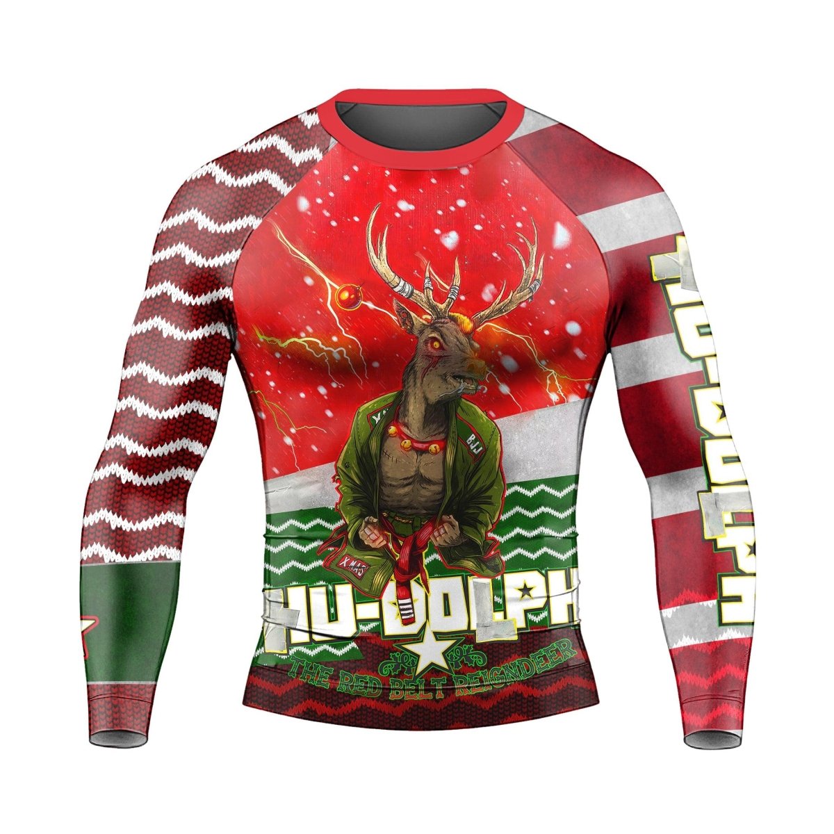 Hu - Dolph Christmas Long Sleeve Rash Guard - BattleFitGear