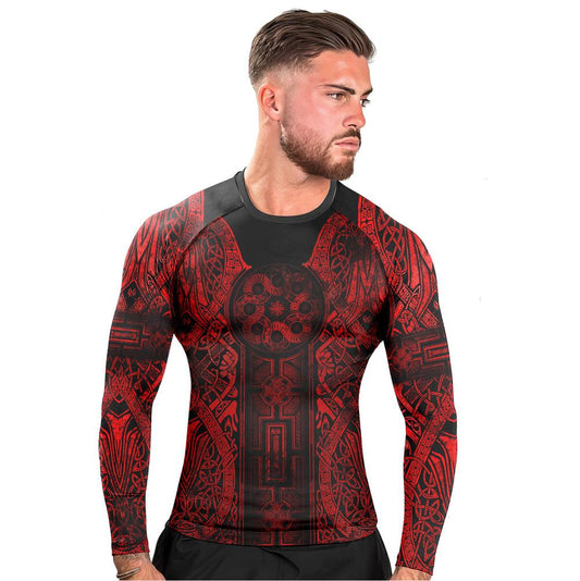Battlefitgear Viking Suncatcher Red Men's Long Sleeve Rash Guard