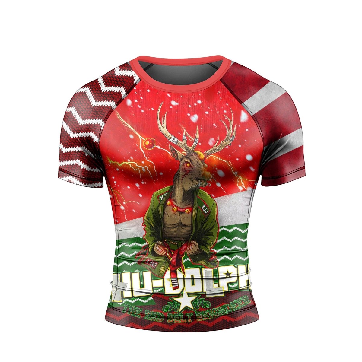 Hu - Dolph Christmas Short Sleeve Rash Guard - BattleFitGear