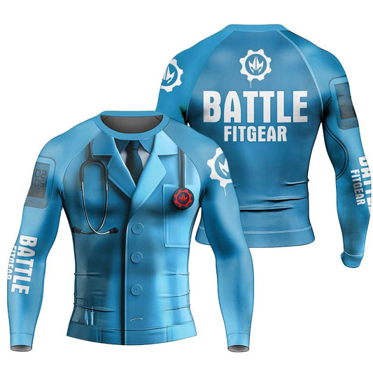 Medic Fighter Men's Long Sleeve Rash Guard - BattleFitGear