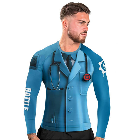 Medic Fighter Men's Long Sleeve Rash Guard - BattleFitGear