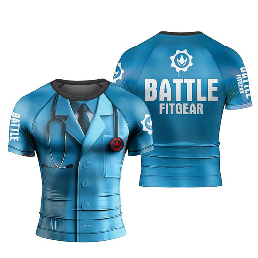 Medic Fighter Men's Short Sleeve Rash Guard - BattleFitGear