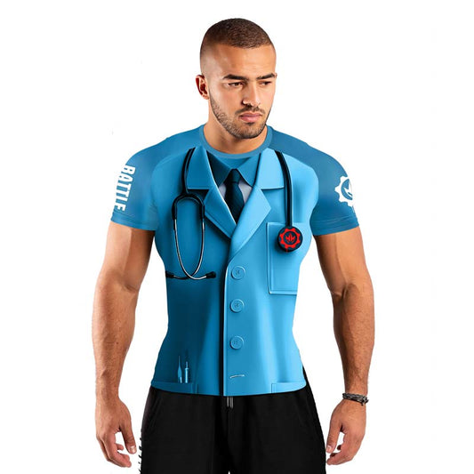 Medic Fighter Men's Short Sleeve Rash Guard - BattleFitGear