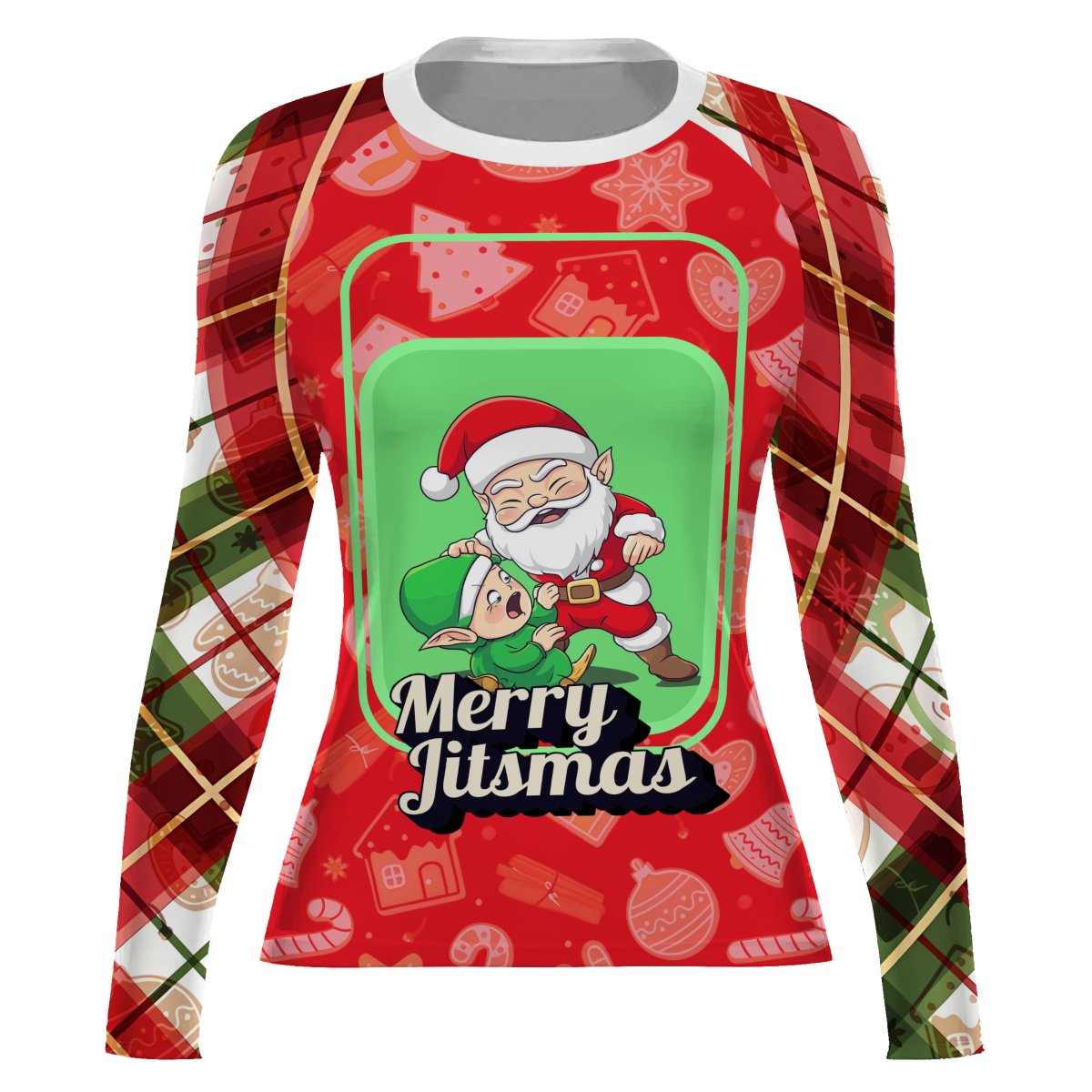 Merry Christmas Choking Santa Women's Long Sleeve Rash Guard - BattleFitGear